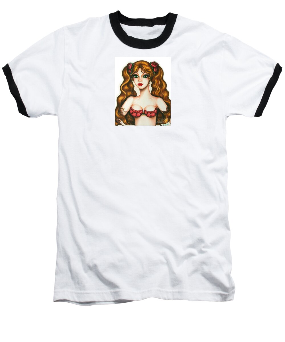 Art Baseball T-Shirt featuring the drawing Innocence by Tara Shalton