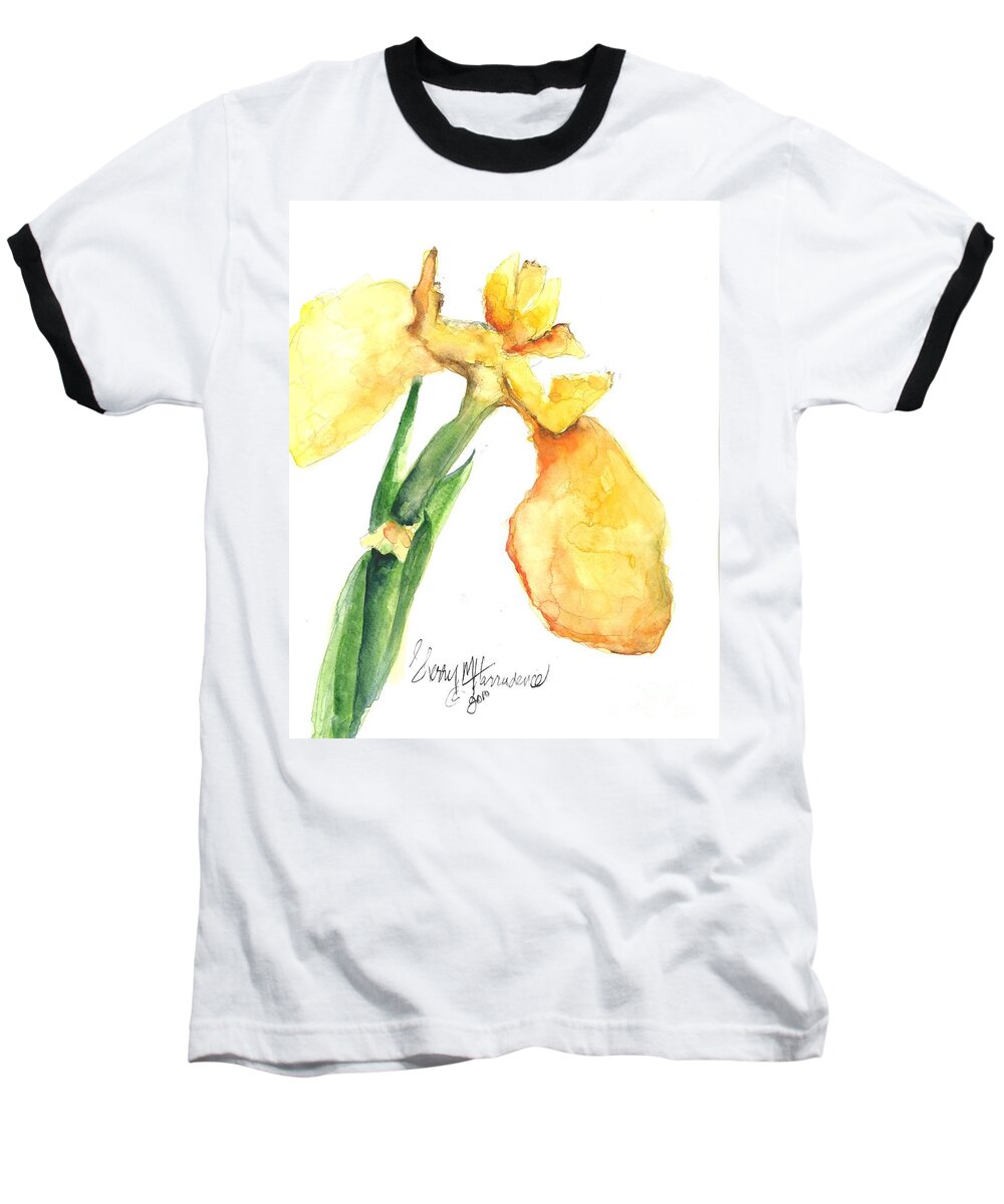 Owl Baseball T-Shirt featuring the painting Iris Blooms by Sherry Harradence