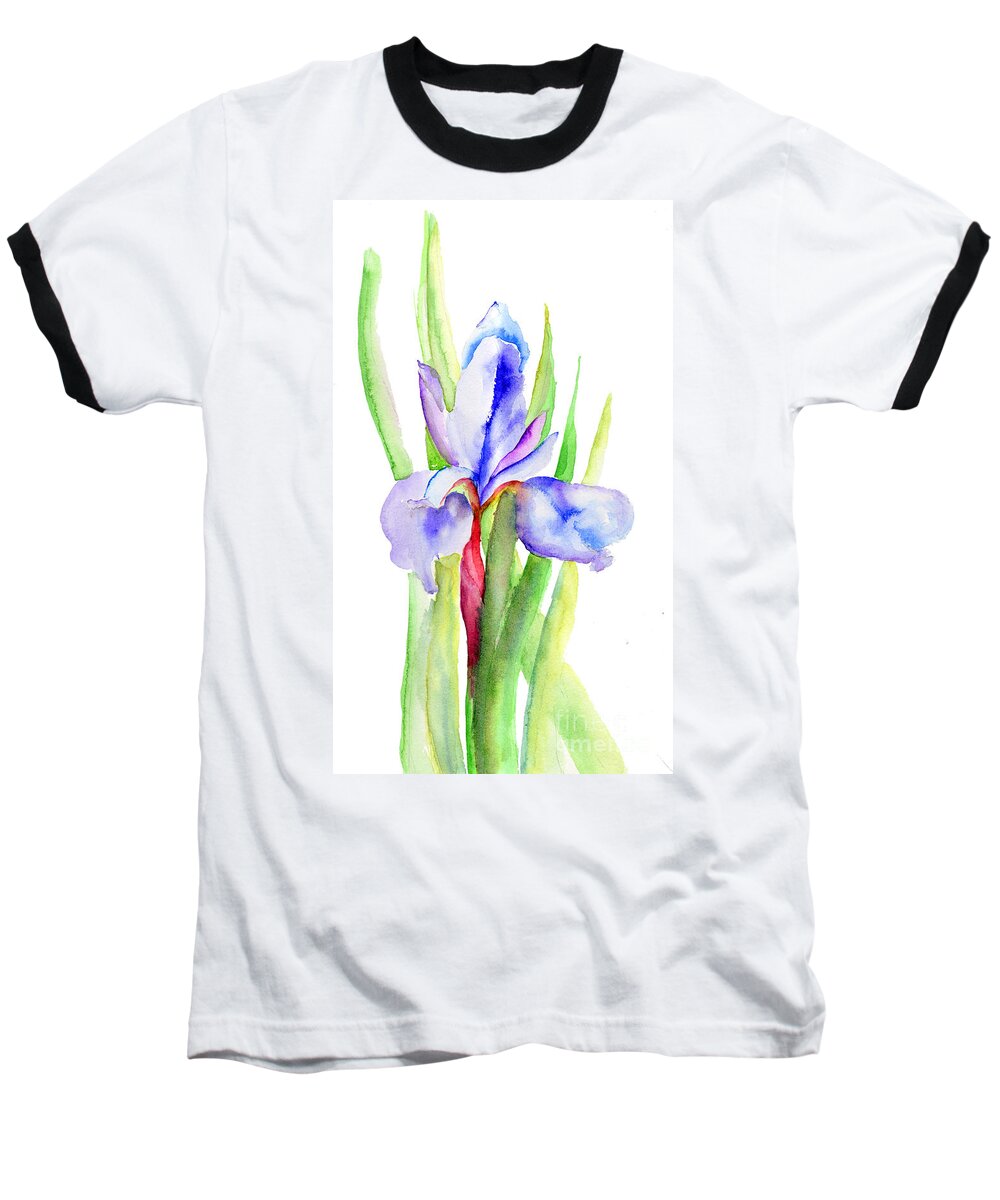 Backdrop Baseball T-Shirt featuring the painting Iris flowers by Regina Jershova