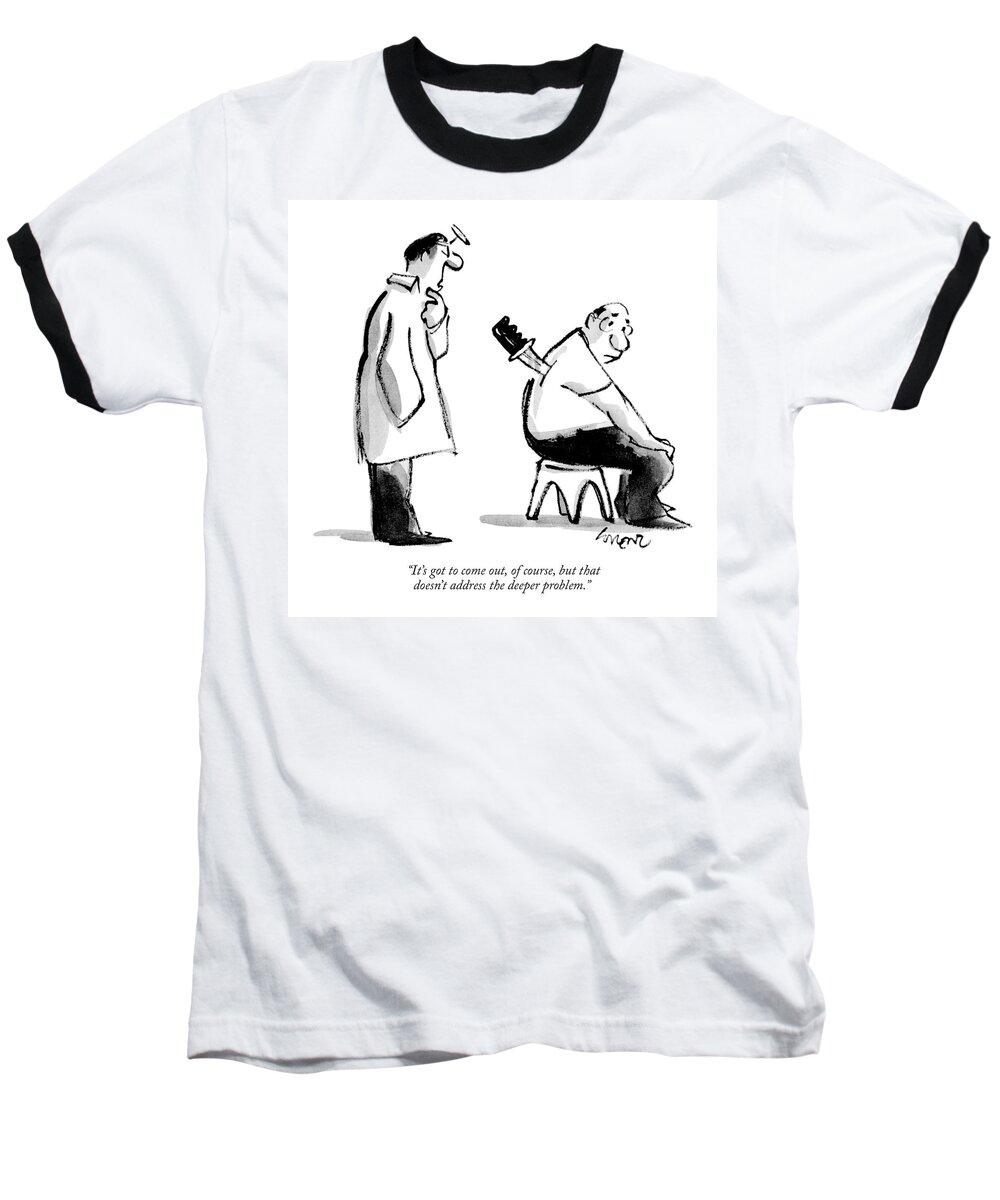 Anger Baseball T-Shirt featuring the drawing It's Got To Come by Lee Lorenz
