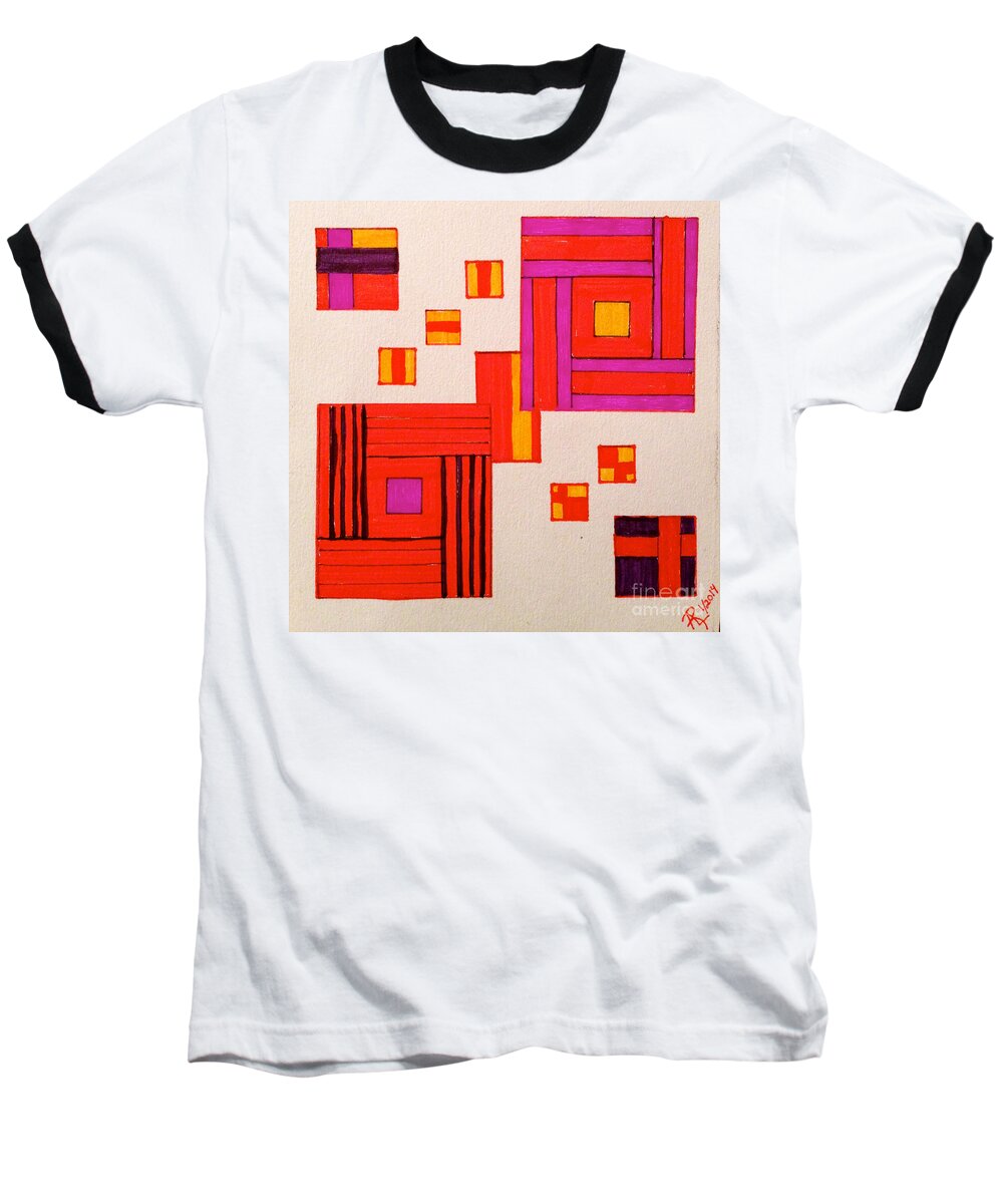 Modern Art Baseball T-Shirt featuring the drawing It's Okay To Be A Square by Anita Lewis