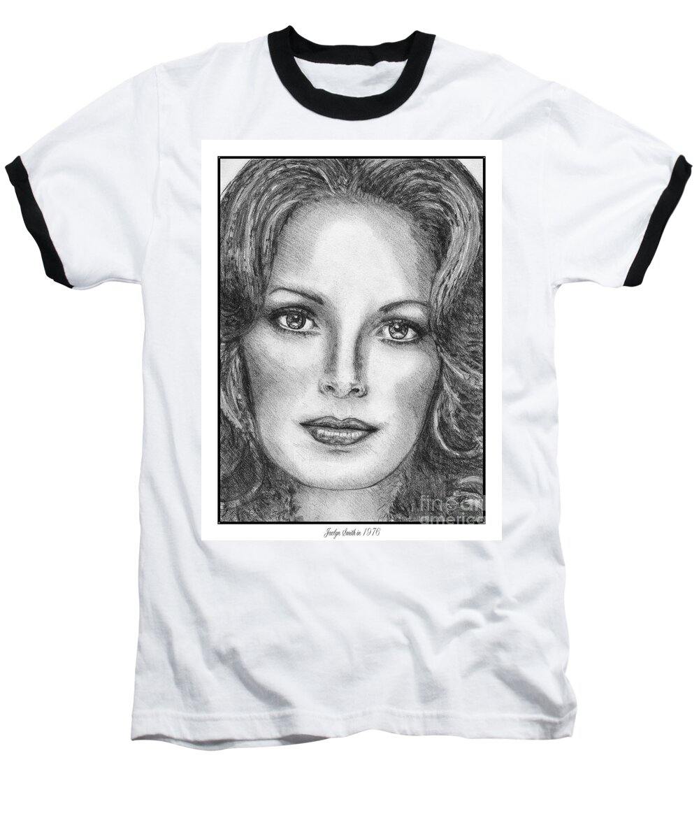Mccombie Baseball T-Shirt featuring the drawing Jaclyn Smith in 1976 by J McCombie