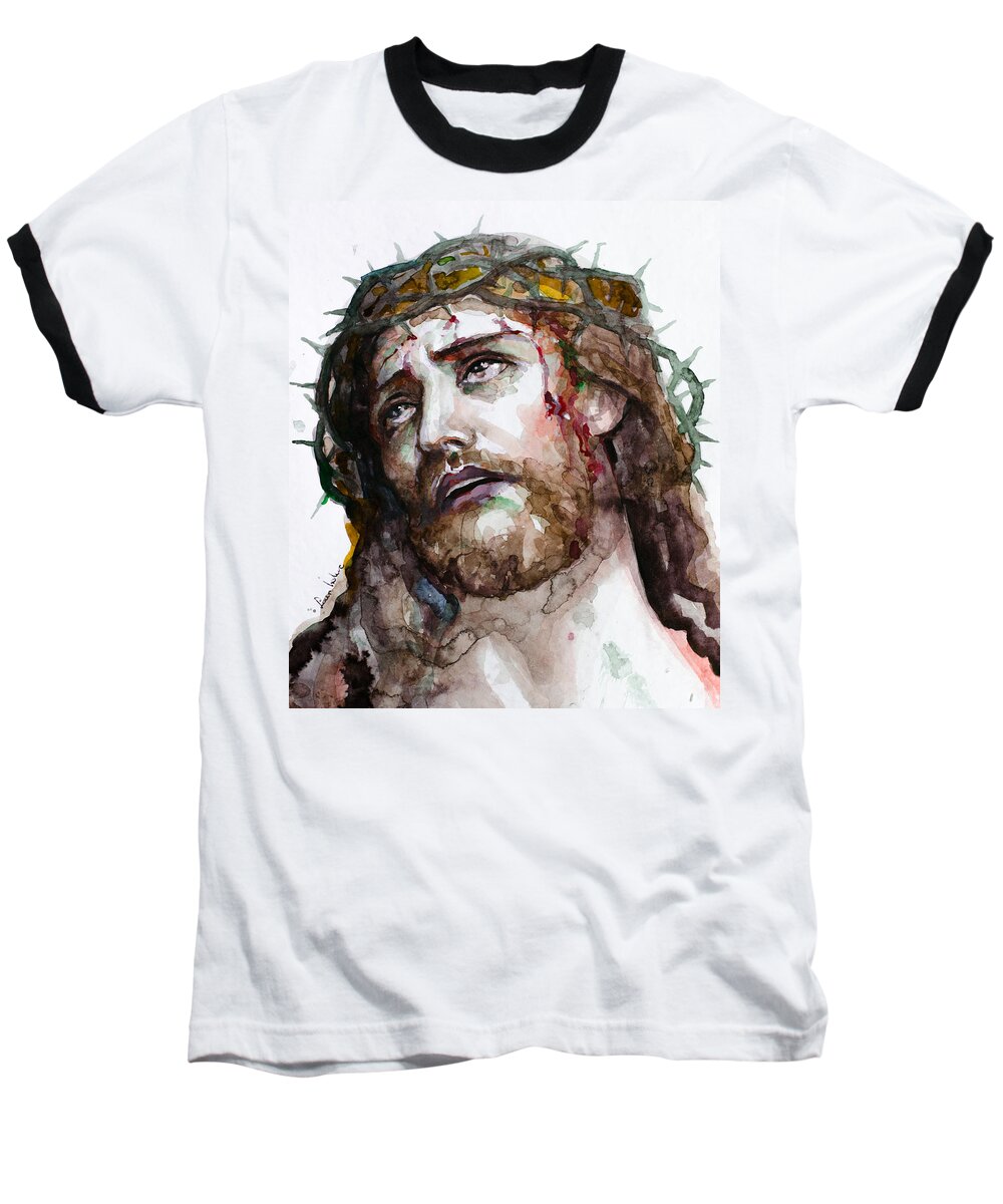 Jesus Christ Baseball T-Shirt featuring the painting The Suffering God by Laur Iduc