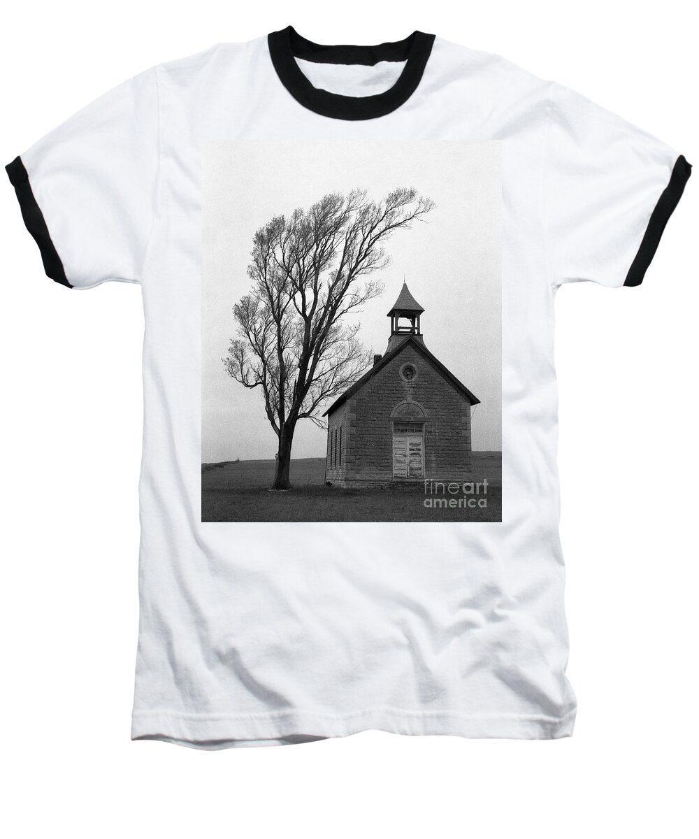 Kansas Baseball T-Shirt featuring the photograph Kansas Schoolhouse by Crystal Nederman