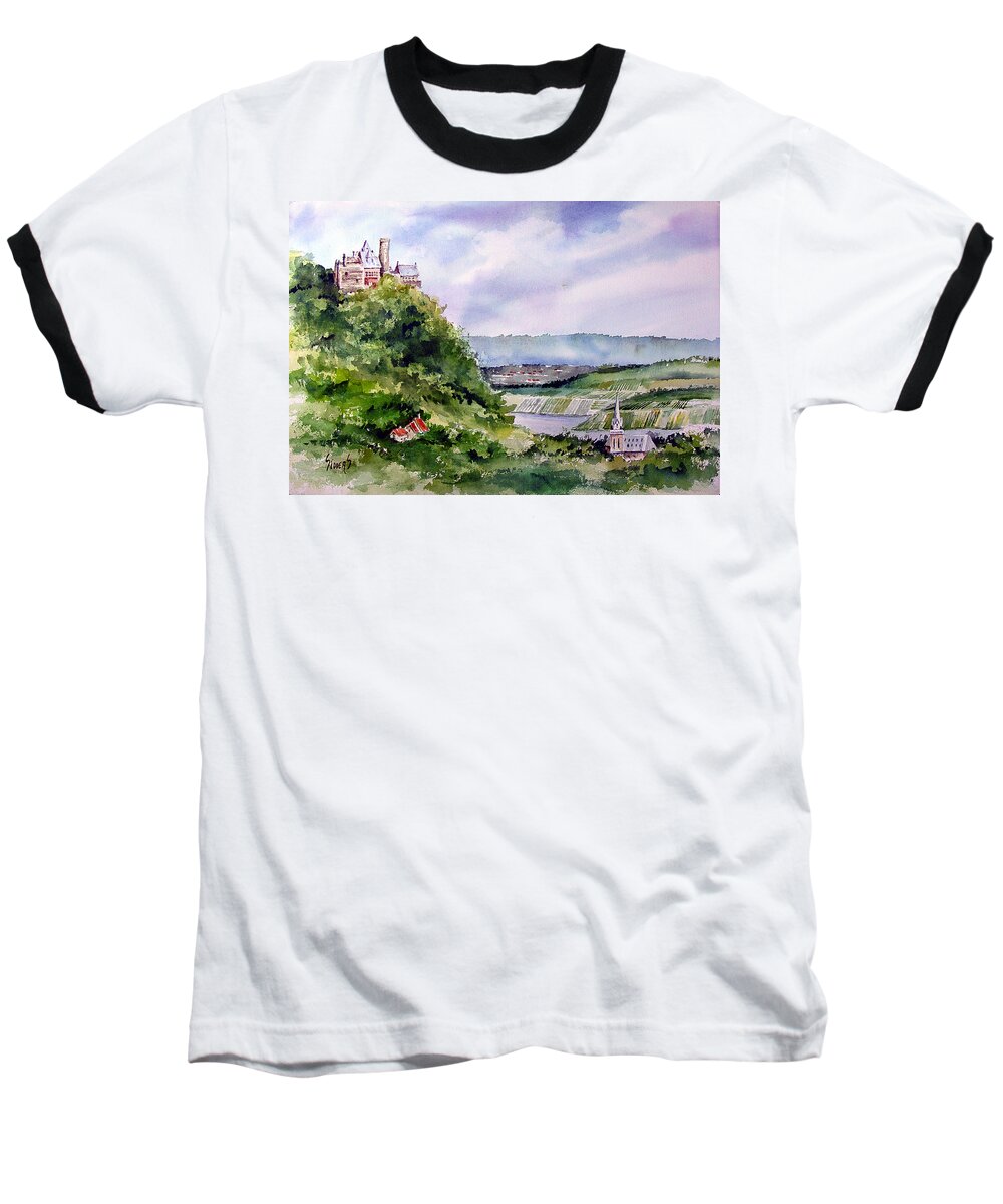 Castle Baseball T-Shirt featuring the painting Katz Castle by Sam Sidders