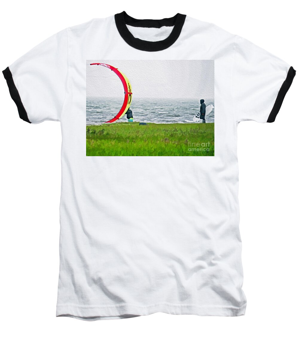 Vacation Baseball T-Shirt featuring the photograph Kite Boarder by Dawn Gari