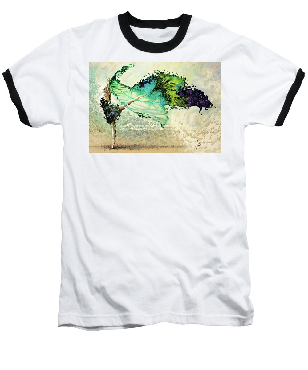 Liberty Baseball T-Shirt featuring the painting Like air I will raise by Karina Llergo
