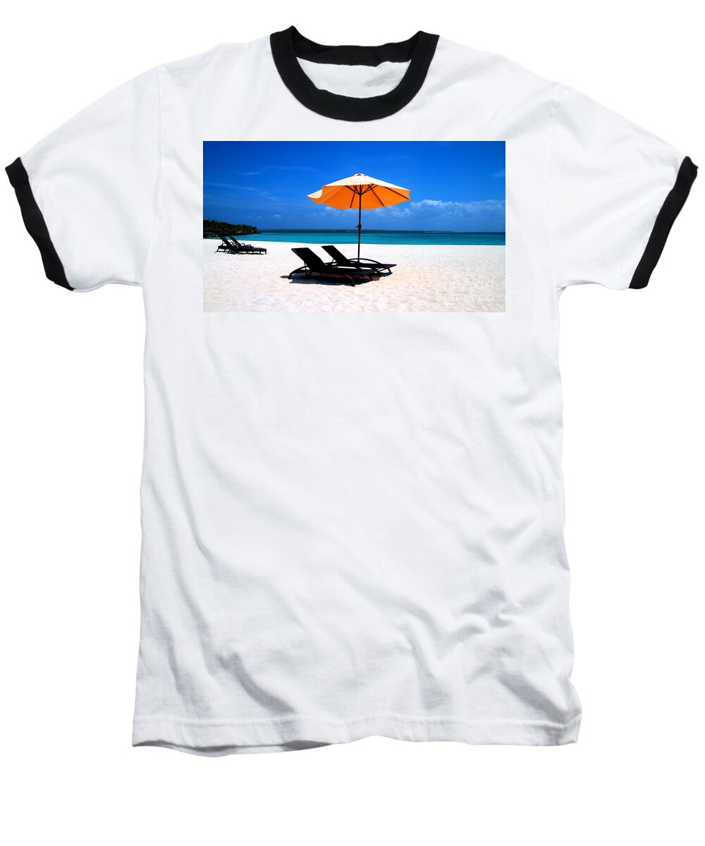 Virgin Island Baseball T-Shirt featuring the photograph Lounging by the Sea by Joey Agbayani