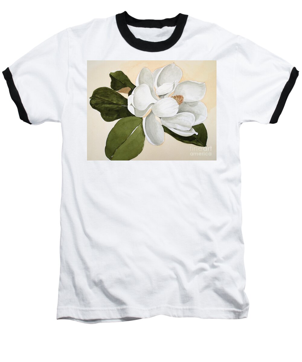 Magnolia Painting Baseball T-Shirt featuring the painting Magnolia Bloom by Nancy Kane Chapman
