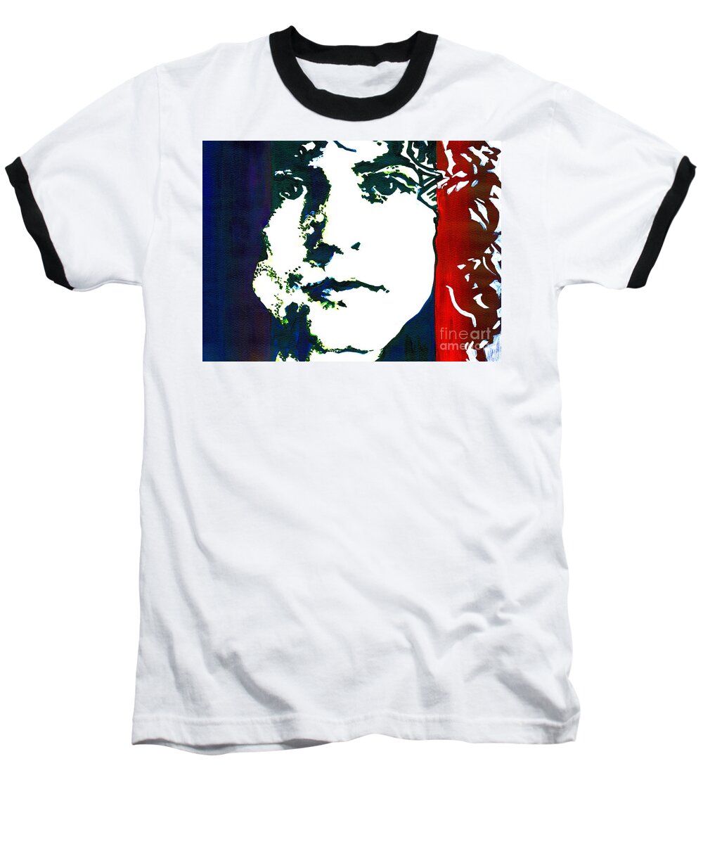 Contemporary Baseball T-Shirt featuring the painting Marc Bolan by Tanya Filichkin