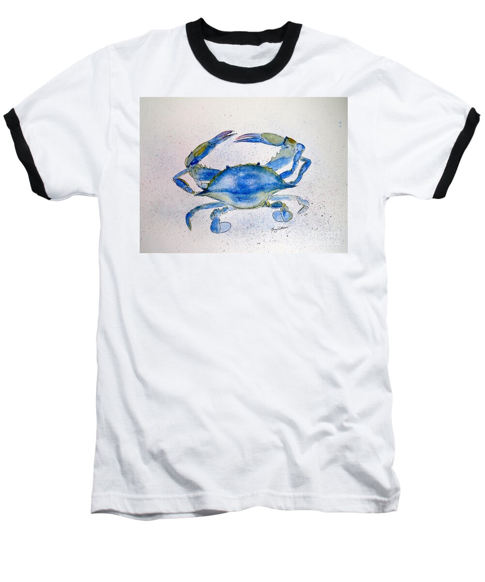 Crab Baseball T-Shirt featuring the painting Maryland Blue Crab by Nancy Patterson