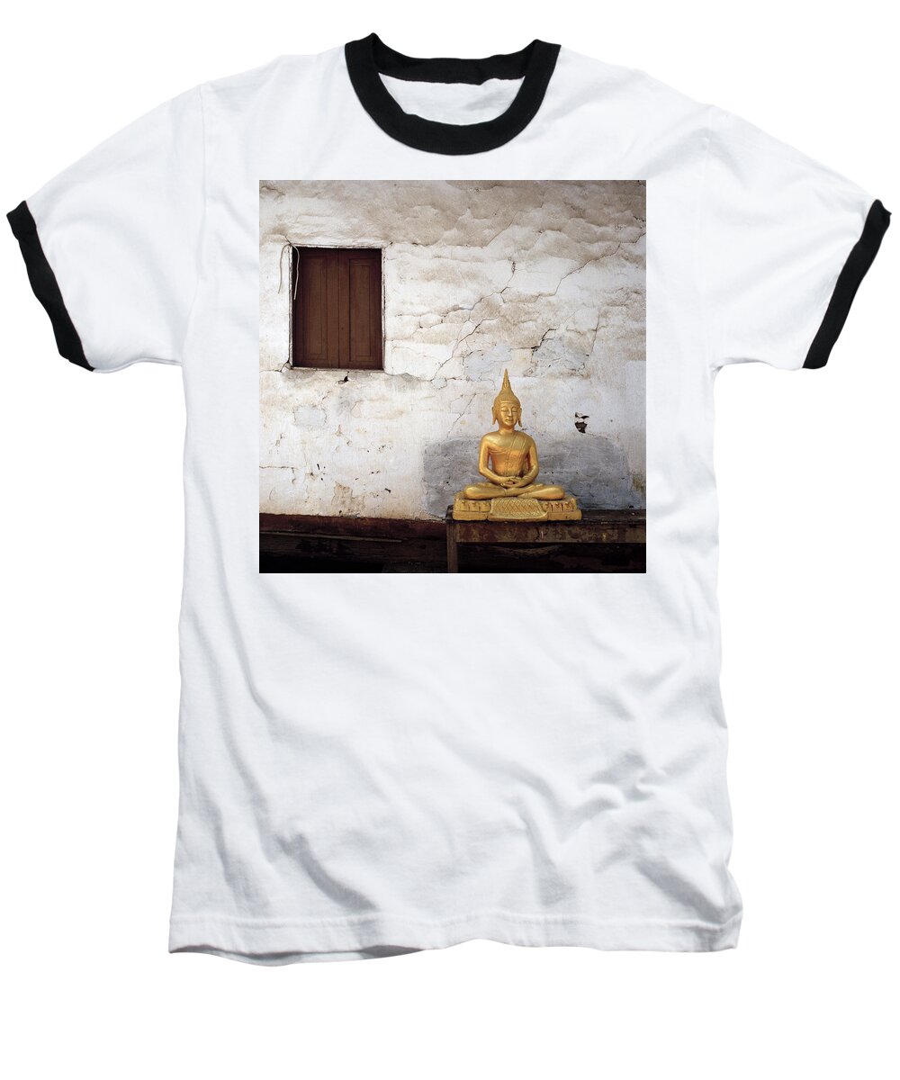 Solitude Baseball T-Shirt featuring the photograph Meditation In Laos by Shaun Higson