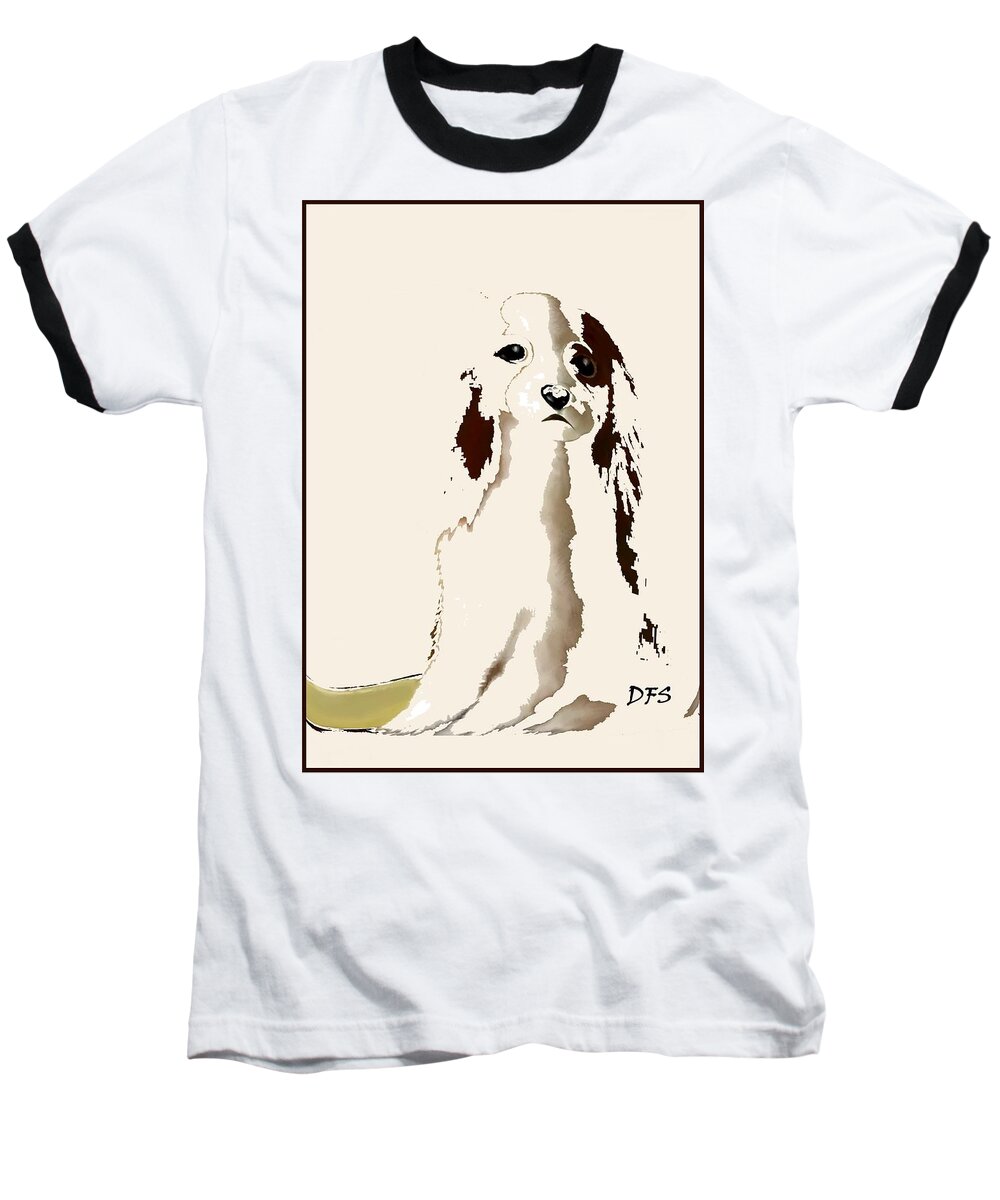 Diane Strain Baseball T-Shirt featuring the painting Mercedes - Our Cavalier King Charles Spaniel No. 9 by Diane Strain