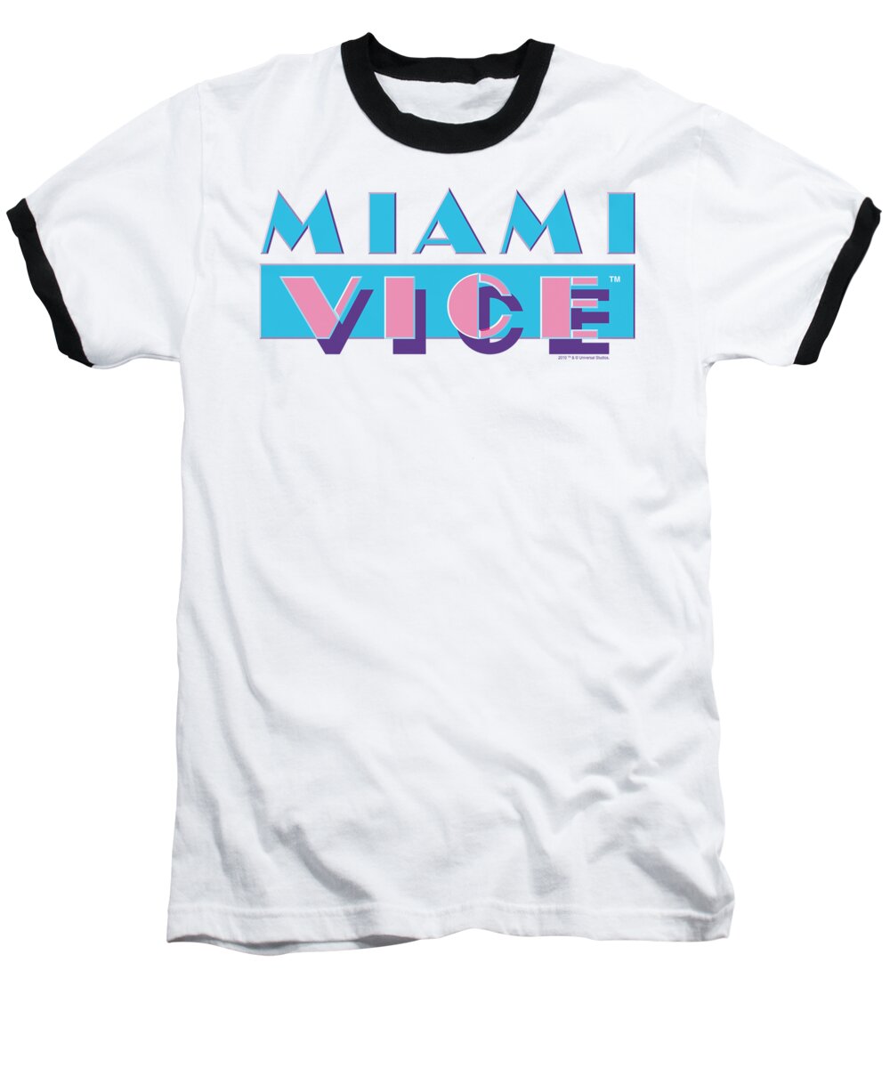 Miami Vice Baseball T-Shirt featuring the digital art Miami Vice - Logo by Brand A