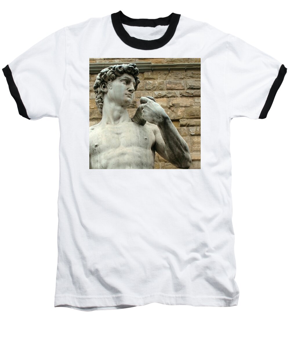Michelangelos David Baseball T-Shirt featuring the photograph Michelangelo's David 1 by Ellen Henneke