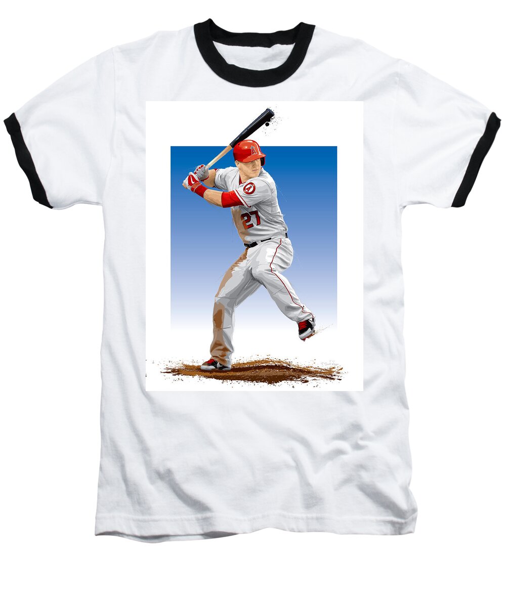 Baseball Baseball T-Shirt featuring the digital art Mike Trout by Scott Weigner