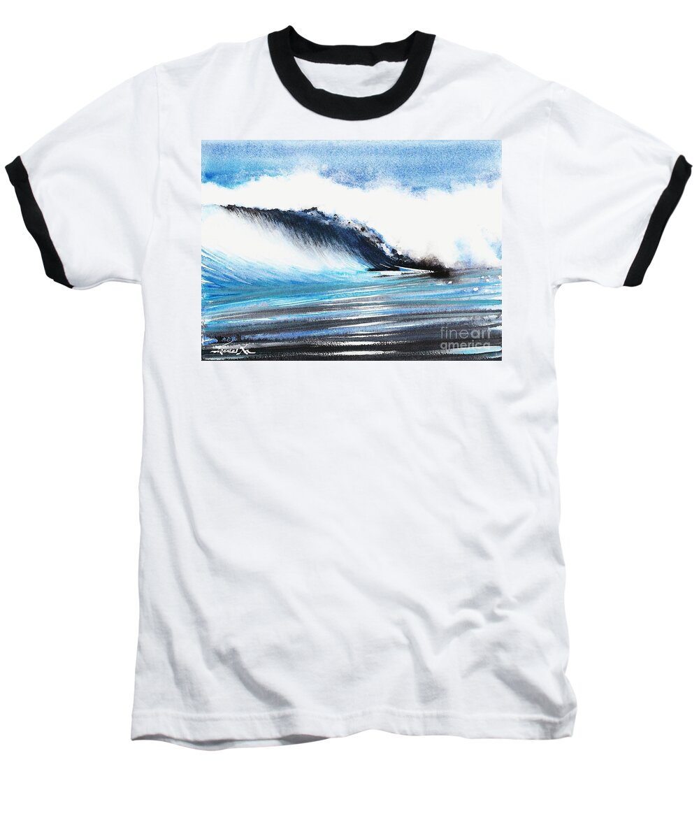 Ocean Baseball T-Shirt featuring the painting Moonlit Ocean by Frances Ku