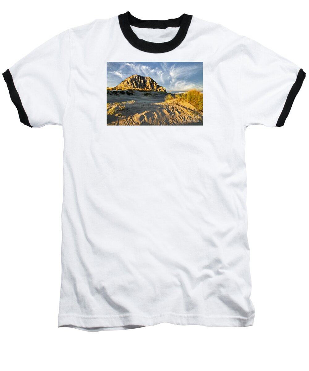 Morro Rock Baseball T-Shirt featuring the photograph Morro Magic by Alice Cahill