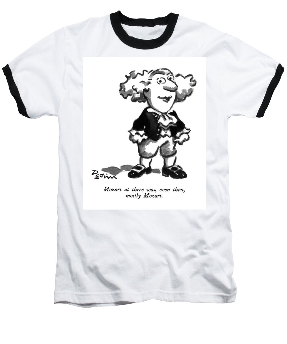 Play On Words Baseball T-Shirt featuring the drawing Mozart At Three by Eldon Dedini