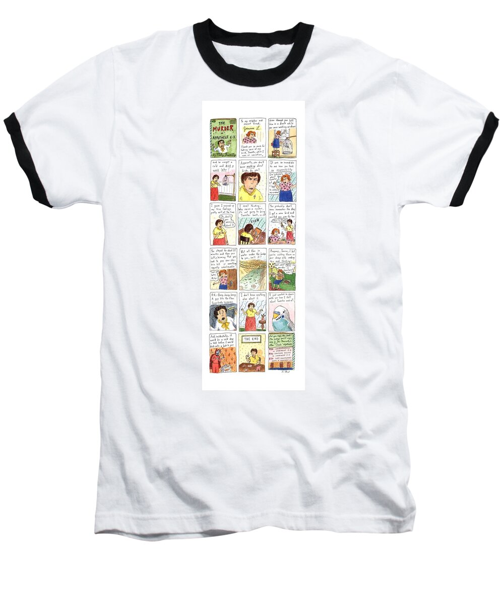 Pets Baseball T-Shirt featuring the drawing Murder In Apartment 6-k by Roz Chast