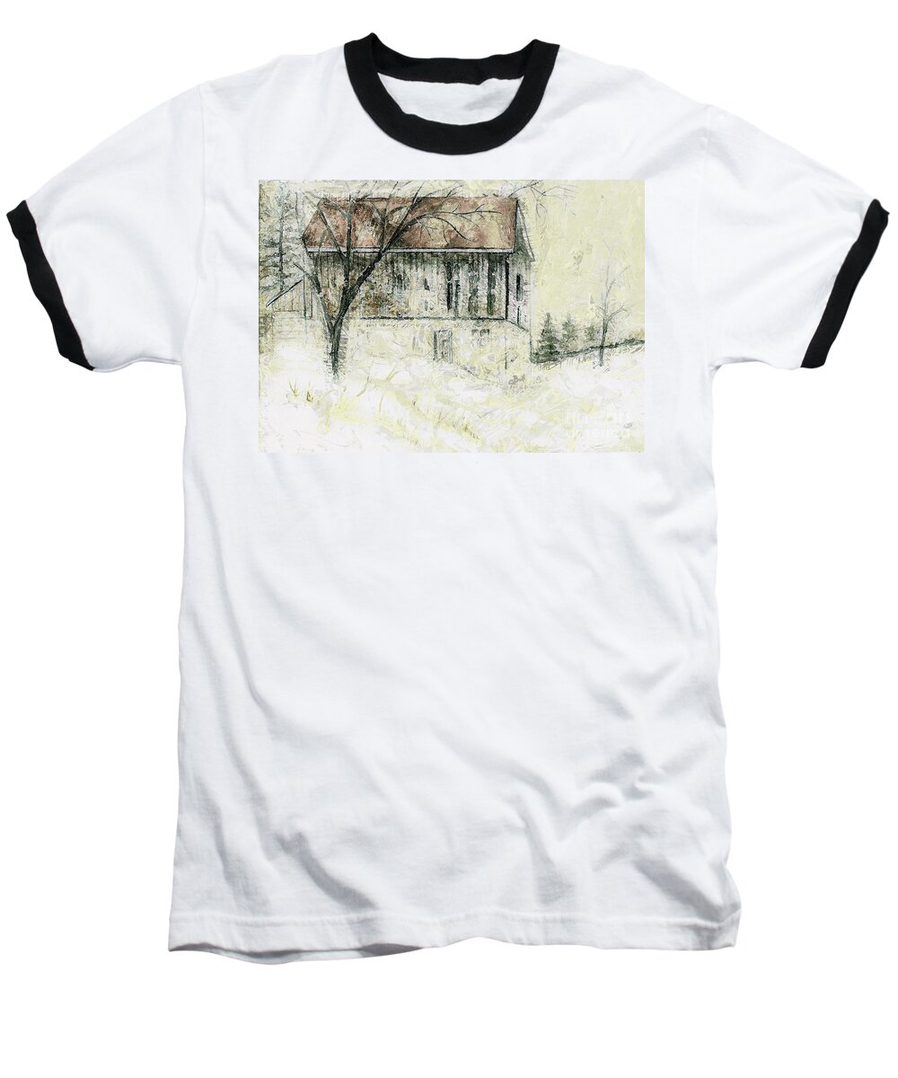 Barn Baseball T-Shirt featuring the painting Caledon Barn by Claire Bull