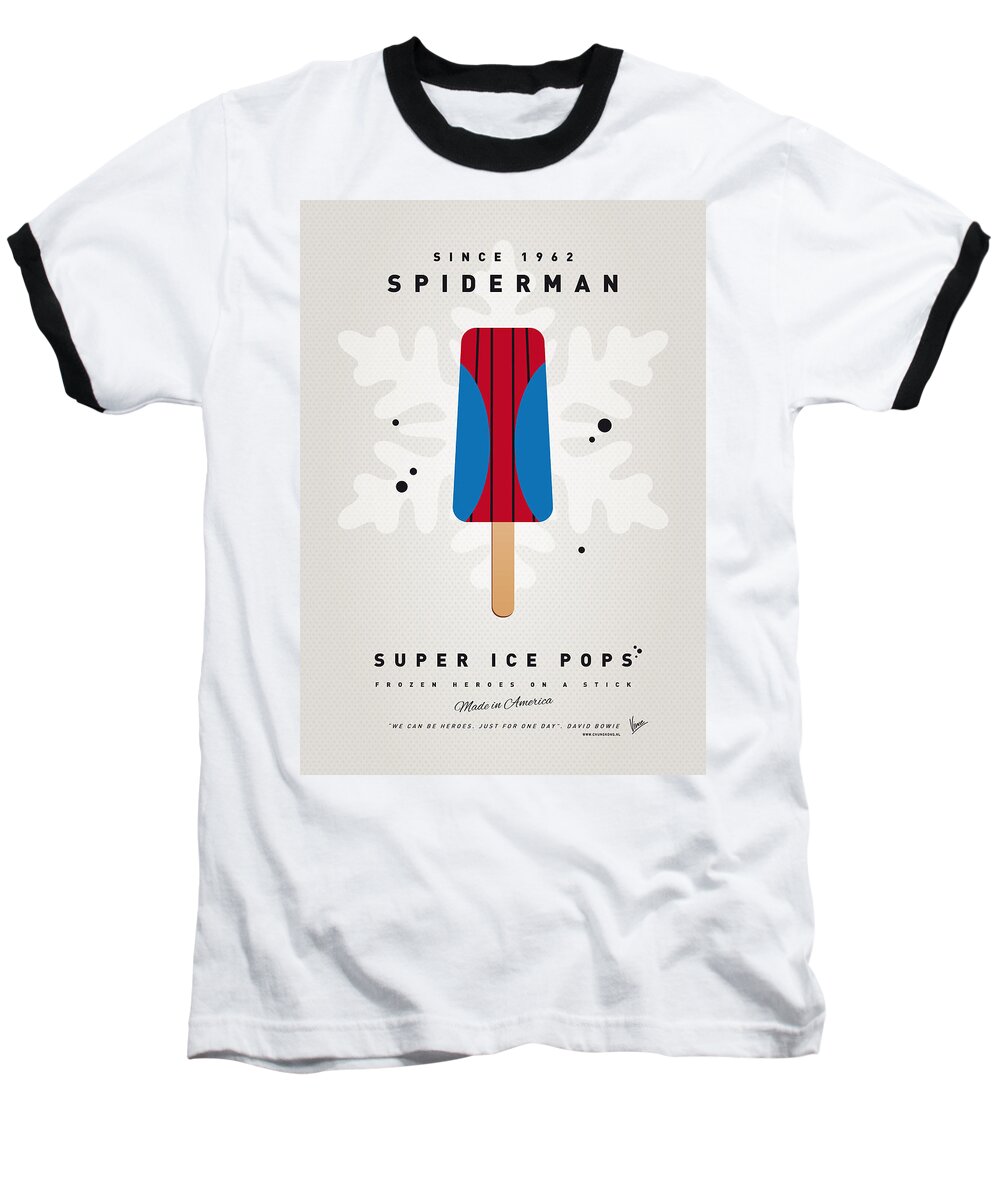 Superheroes Baseball T-Shirt featuring the digital art My SUPERHERO ICE POP - Spiderman by Chungkong Art