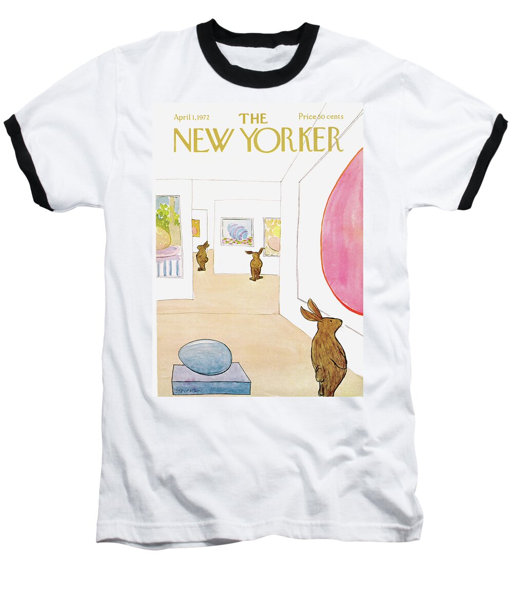 James Stevenson Baseball T-Shirt featuring the painting New Yorker April 1st, 1972 by James Stevenson