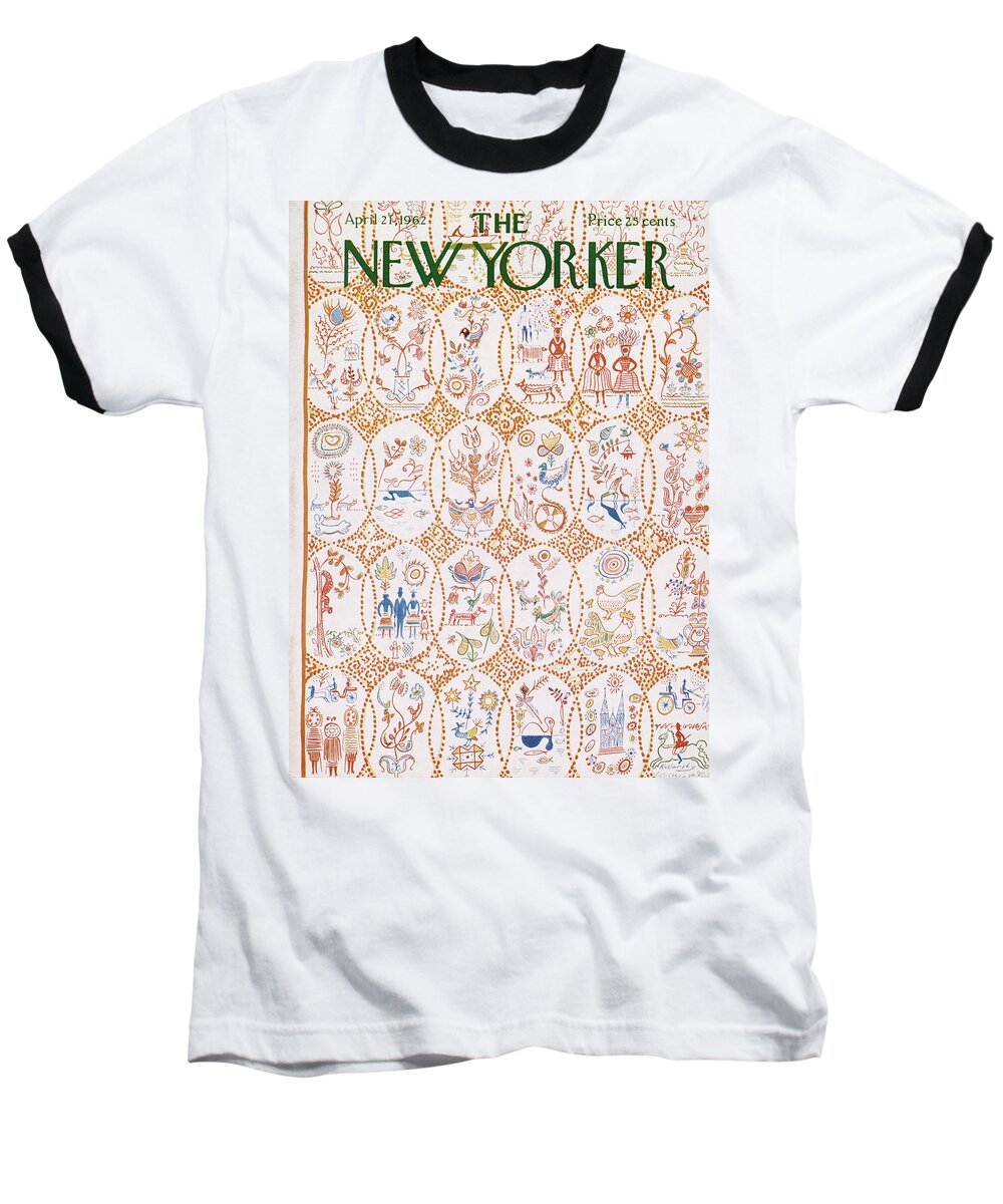 Season Baseball T-Shirt featuring the painting New Yorker April 21st, 1962 by Anatol Kovarsky