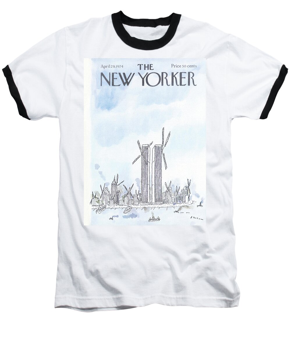 Modern Life Baseball T-Shirt featuring the painting New Yorker April 29th, 1974 by RO Blechman