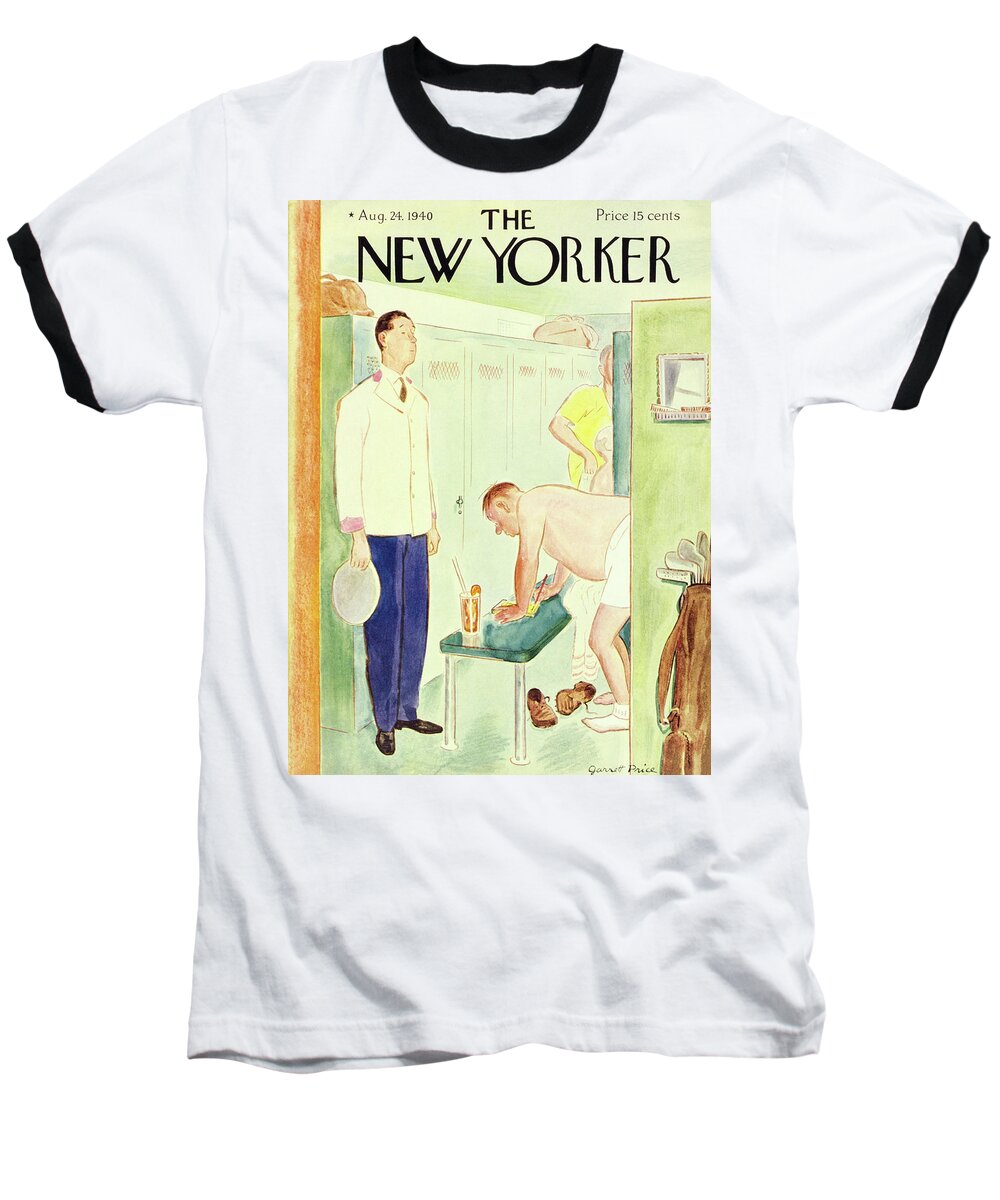 Country Club Baseball T-Shirt featuring the painting New Yorker August 24 1940 by Garrett Price