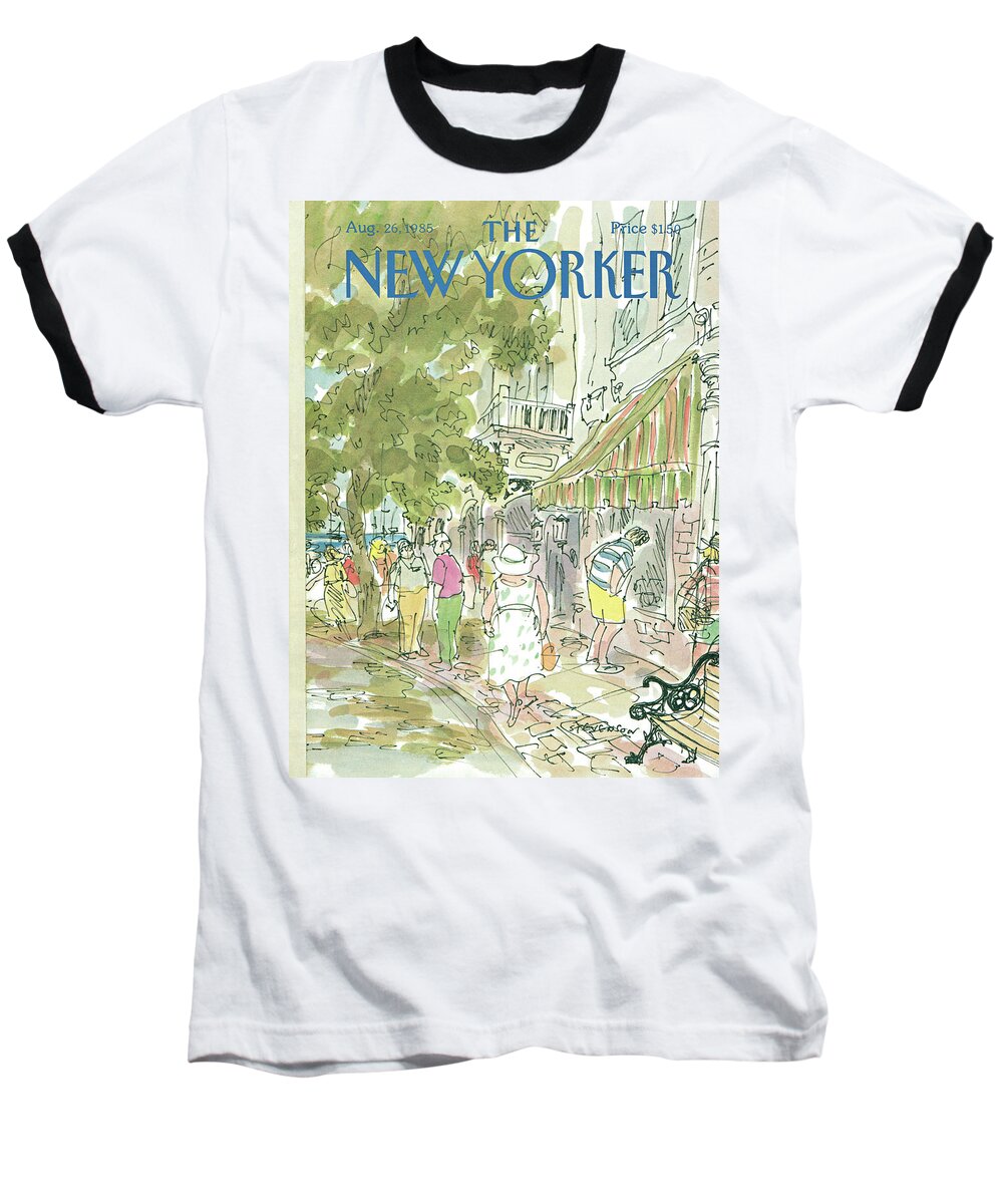 Rural Baseball T-Shirt featuring the painting New Yorker August 26th, 1985 by James Stevenson