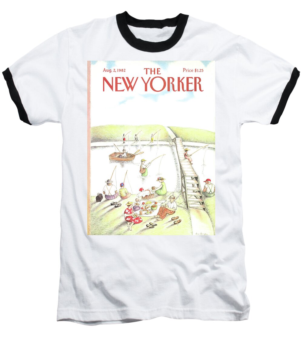 Summer Baseball T-Shirt featuring the painting New Yorker August 2nd, 1982 by Anne Burgess