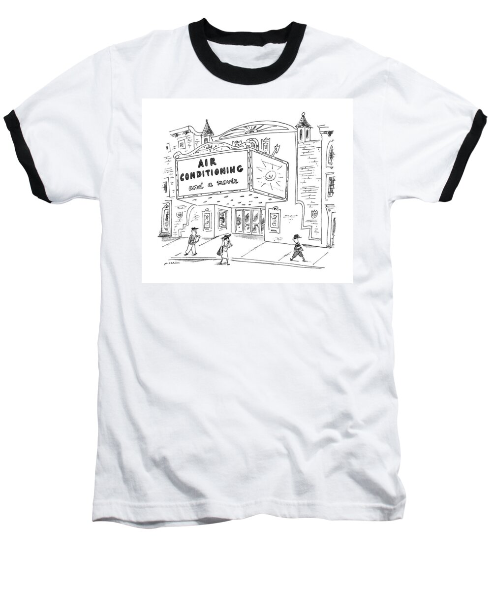 No Caption
Movie Marquee Says Baseball T-Shirt featuring the drawing New Yorker August 5th, 1996 by Michael Maslin