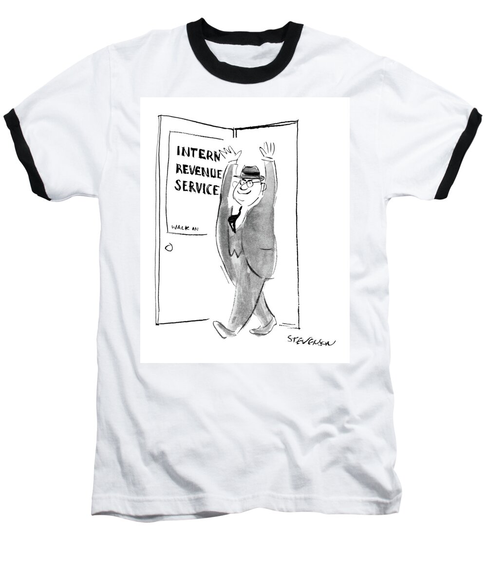 Money Baseball T-Shirt featuring the drawing New Yorker December 19th, 1964 by James Stevenson