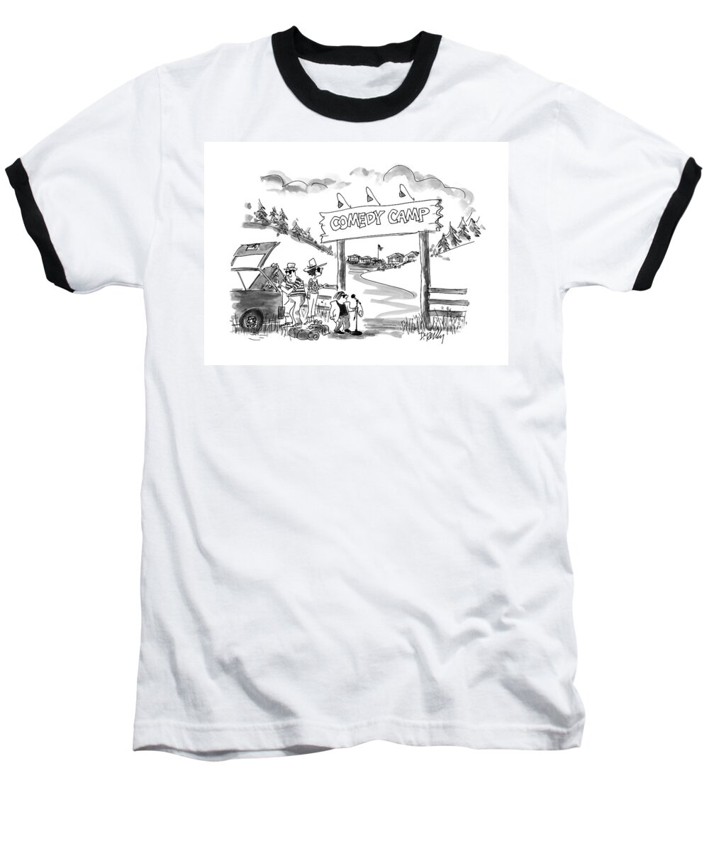 Family Baseball T-Shirt featuring the drawing New Yorker June 16th, 1997 by Donald Reilly