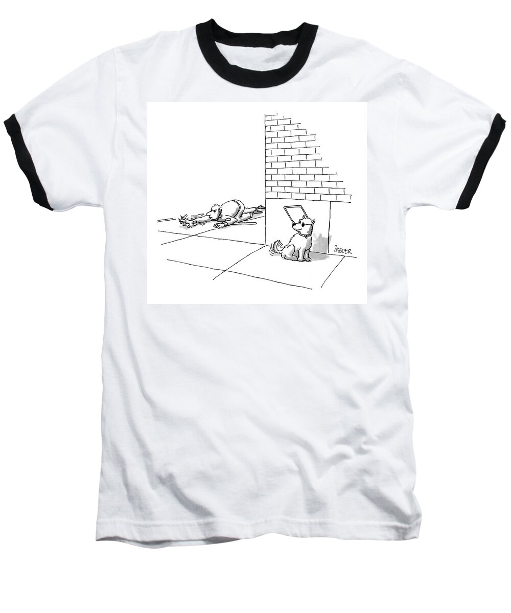 Dogs-seeing Eye Baseball T-Shirt featuring the drawing New Yorker May 19th, 1997 by Jack Ziegler