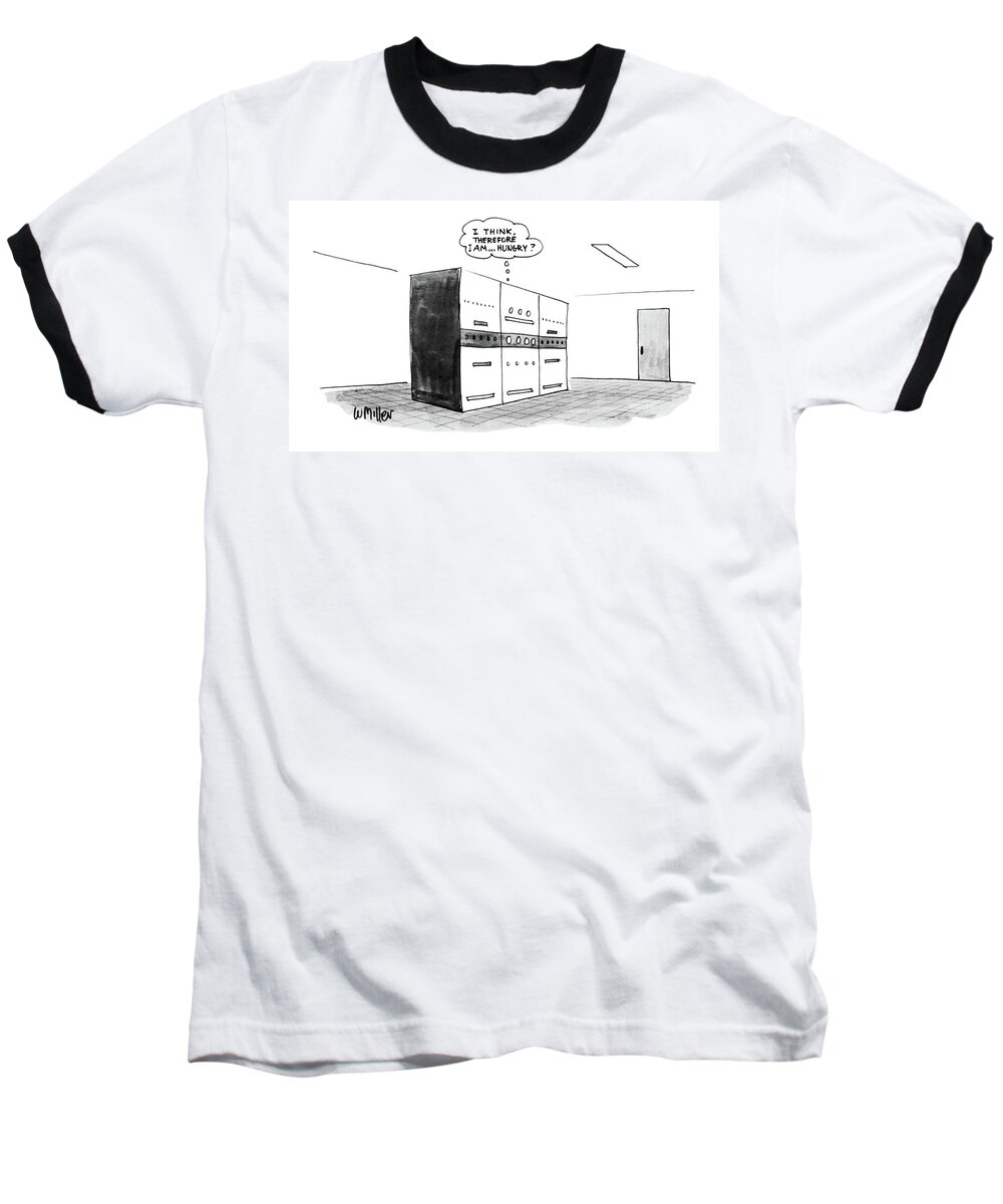 (computer Is Thinking Baseball T-Shirt featuring the drawing New Yorker November 14th, 1983 by Warren Miller