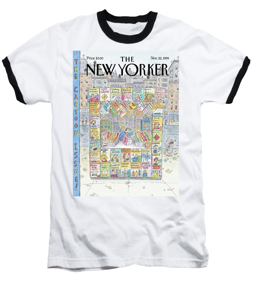 Cartoon Issue Baseball T-Shirt featuring the painting New Yorker November 22nd, 1999 by Roz Chast