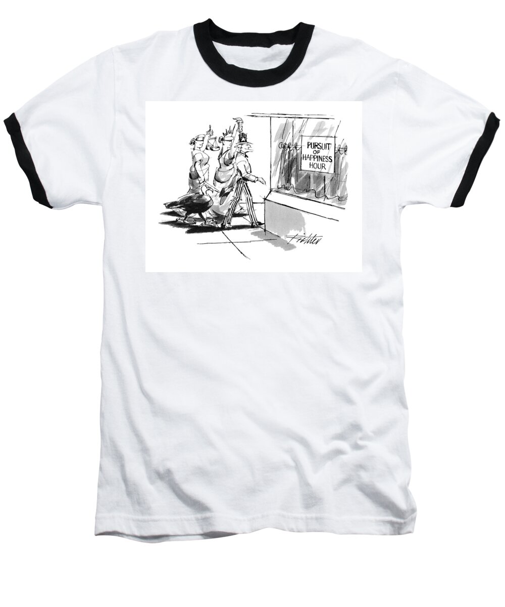 Government Baseball T-Shirt featuring the drawing New Yorker November 28th, 1994 by Mischa Richter