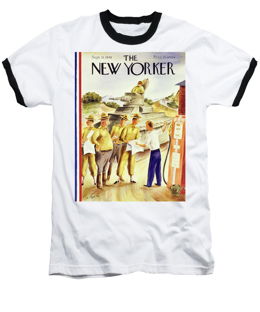 Military Baseball T-Shirt featuring the painting New Yorker September 28 1940 by Constantin Alajalov