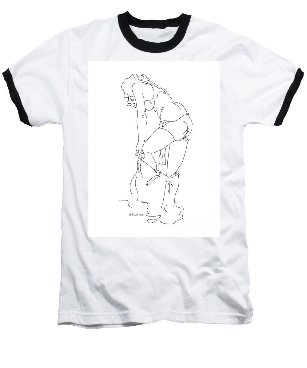 Female Baseball T-Shirt featuring the drawing Nude Female Drawings 1 by Gordon Punt
