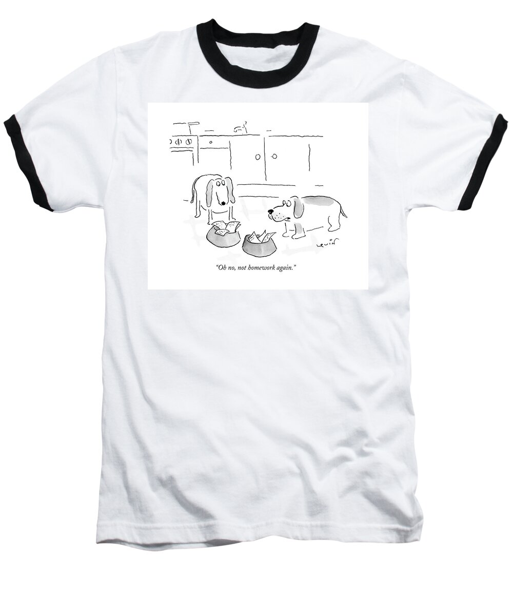 Homework Baseball T-Shirt featuring the drawing Oh No, Not Homework Again by Arnie Levin