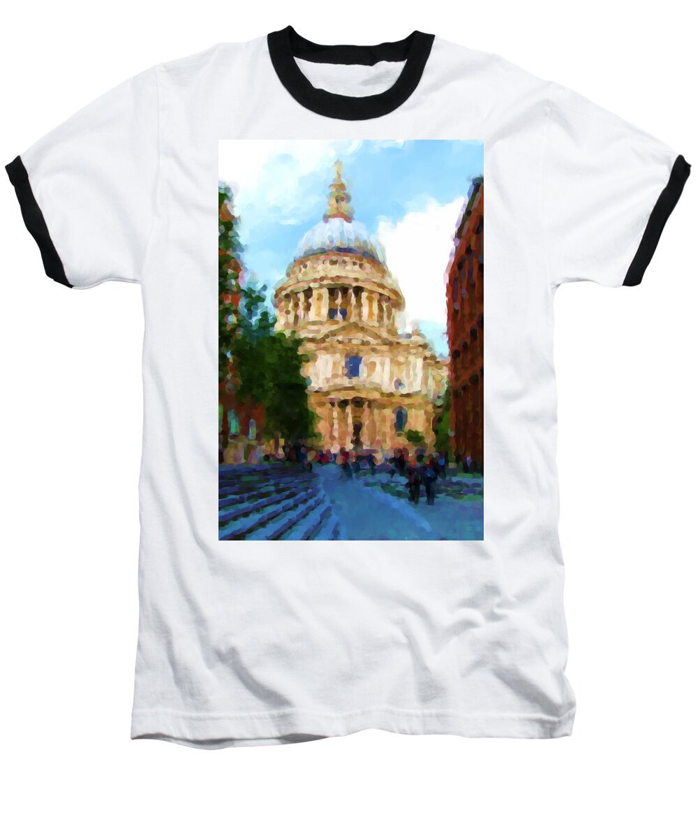 Saint Pauls Baseball T-Shirt featuring the photograph On the Steps of Saint Pauls by Jenny Armitage