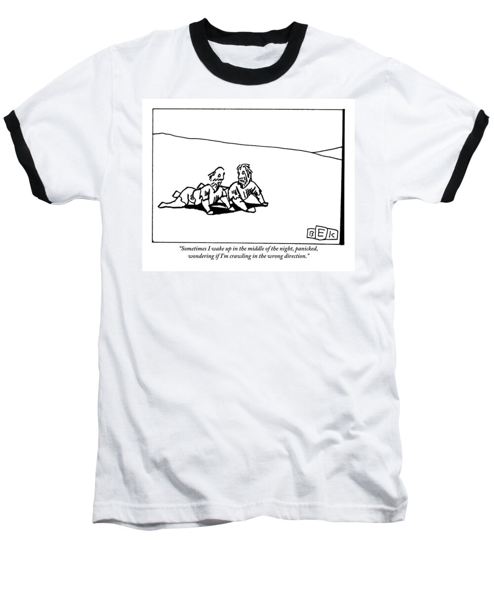 Desert Baseball T-Shirt featuring the drawing One Haggard Man Addresses Another As They Both by Bruce Eric Kaplan