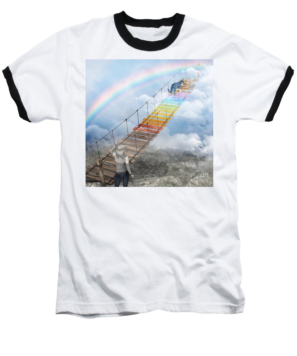 3d Baseball T-Shirt featuring the digital art Over the Rainbow Bridge by Jutta Maria Pusl