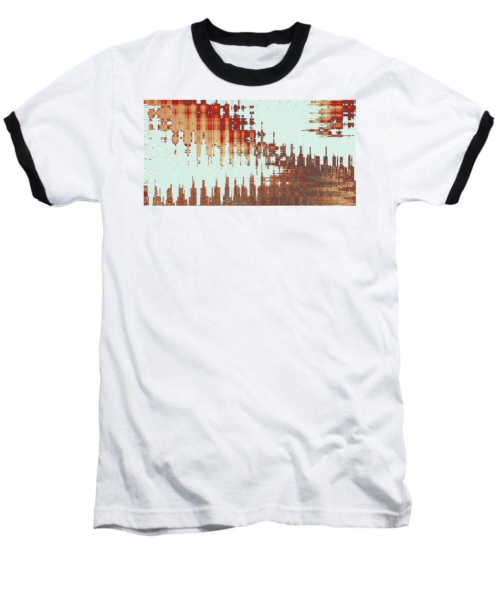Abstract Cityscape Baseball T-Shirt featuring the digital art Panoramic City Reflection by Ben and Raisa Gertsberg