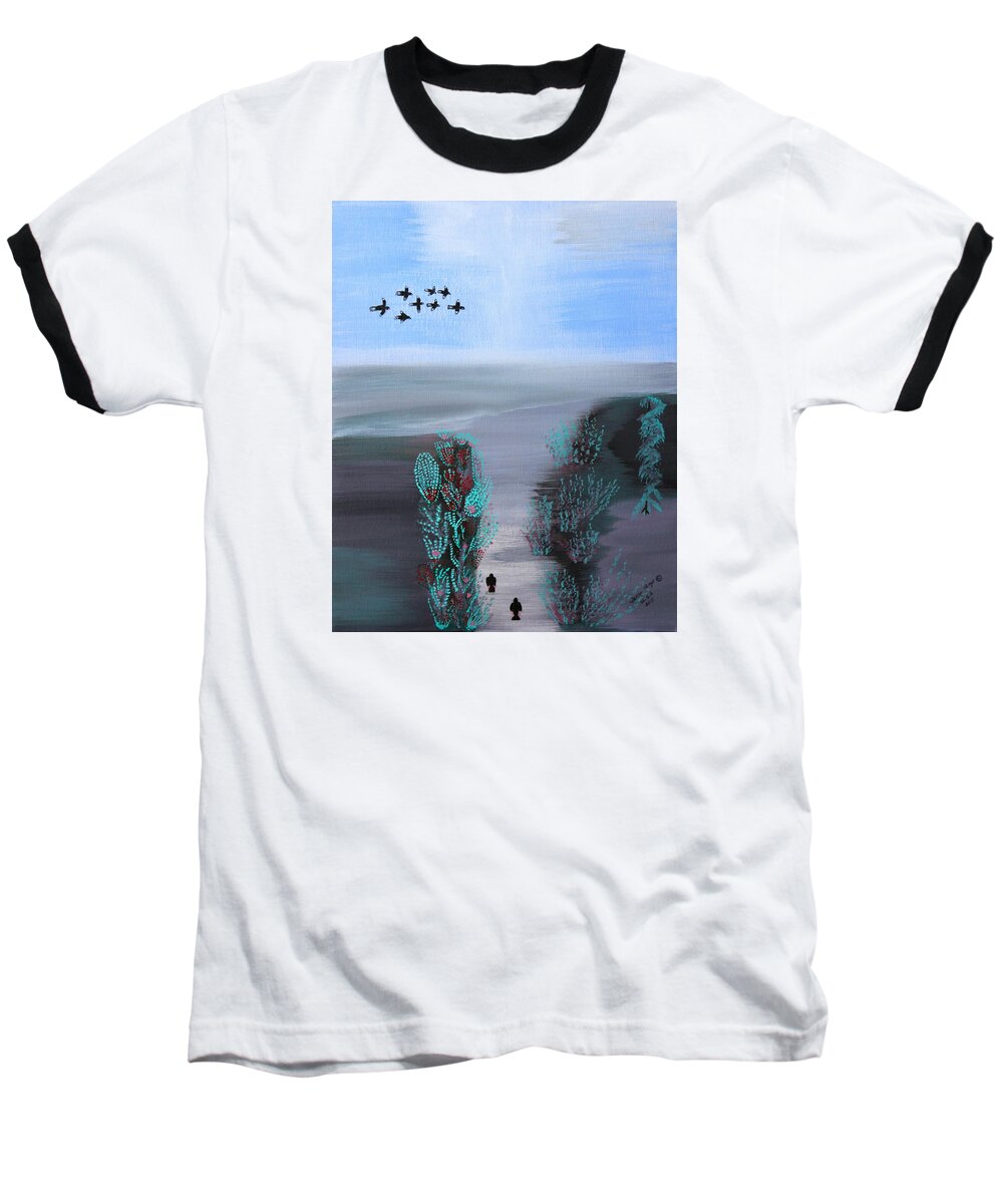 All Products Baseball T-Shirt featuring the painting Paradise by Lorna Maza