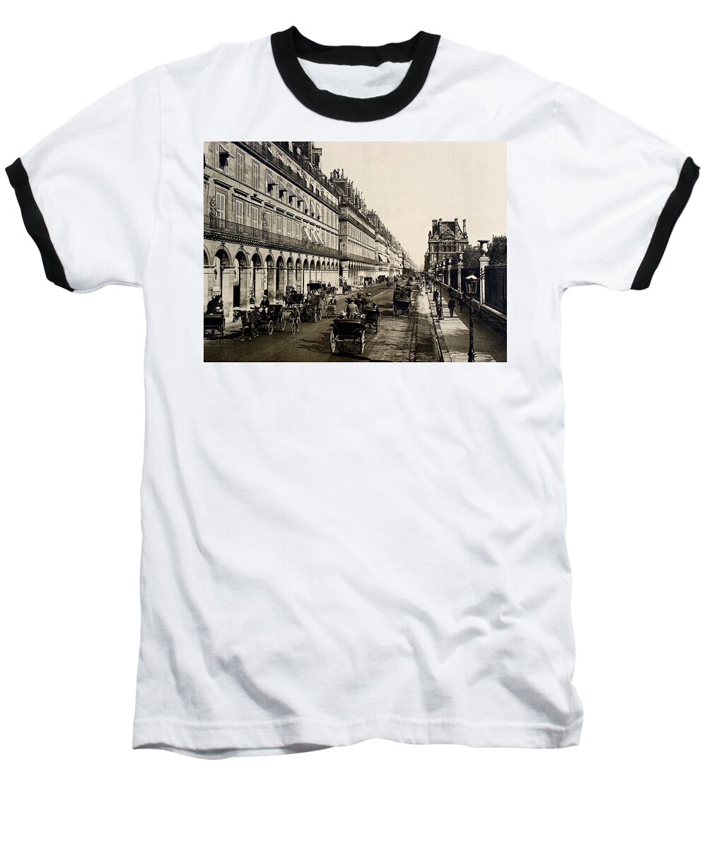 Paris 1900 Baseball T-Shirt featuring the photograph Paris 1900 Rue De Rivoli by Ira Shander