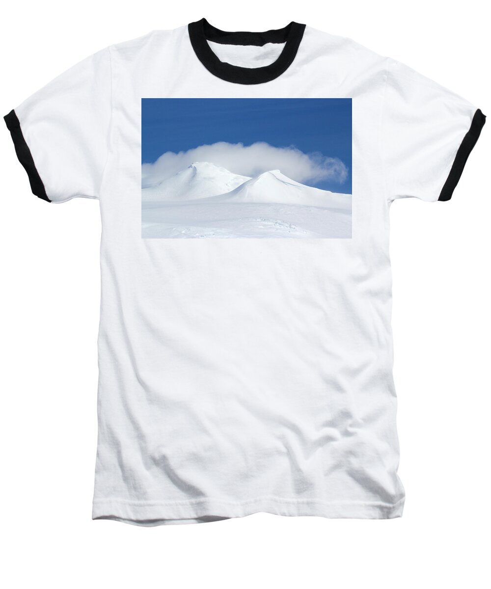 Ice Baseball T-Shirt featuring the photograph Peaks in the Clouds by Ginny Barklow