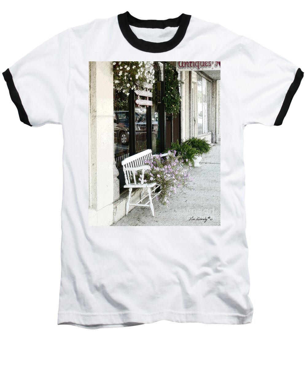 Paris Baseball T-Shirt featuring the photograph Pentunia Bench by Lee Owenby